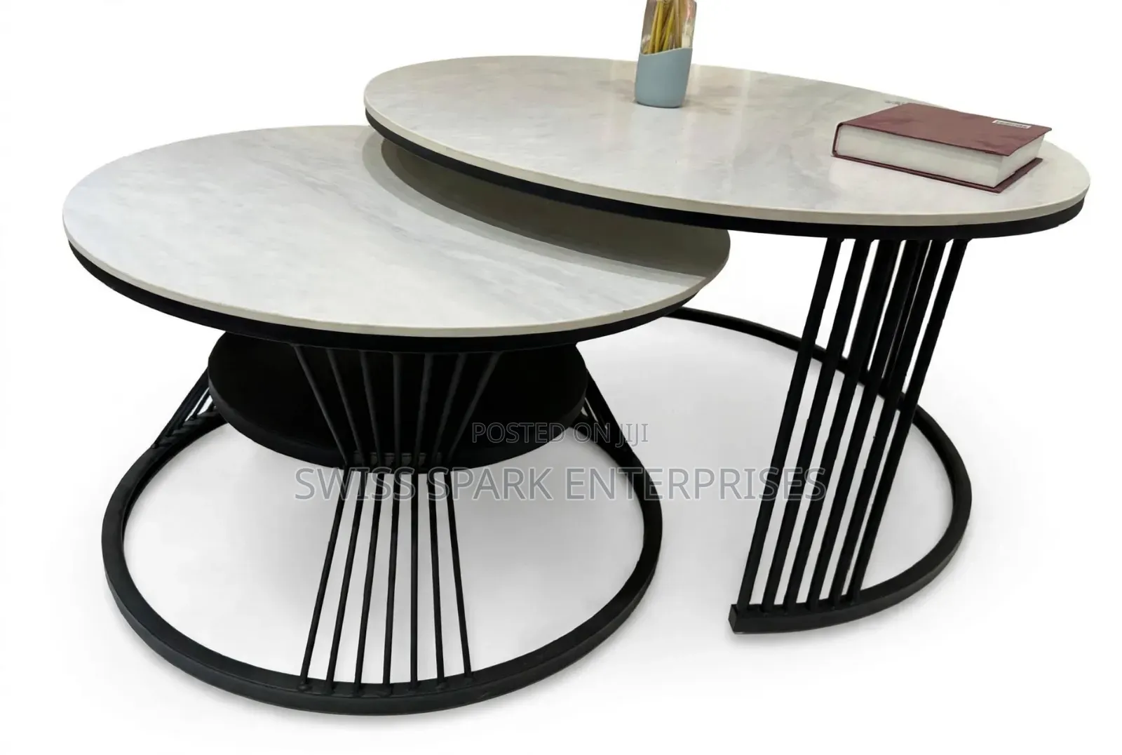 2-in-1 Luxury Nesting Center Table - Round Marble Coffee Table Set