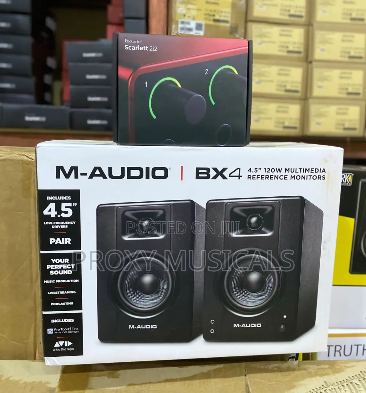 Scarlett 2i2 4th Gen & M-Audio BX4 Studio Monitor Speakers
