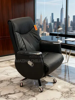 Luxury Black Leather Reclining Lounge Chair