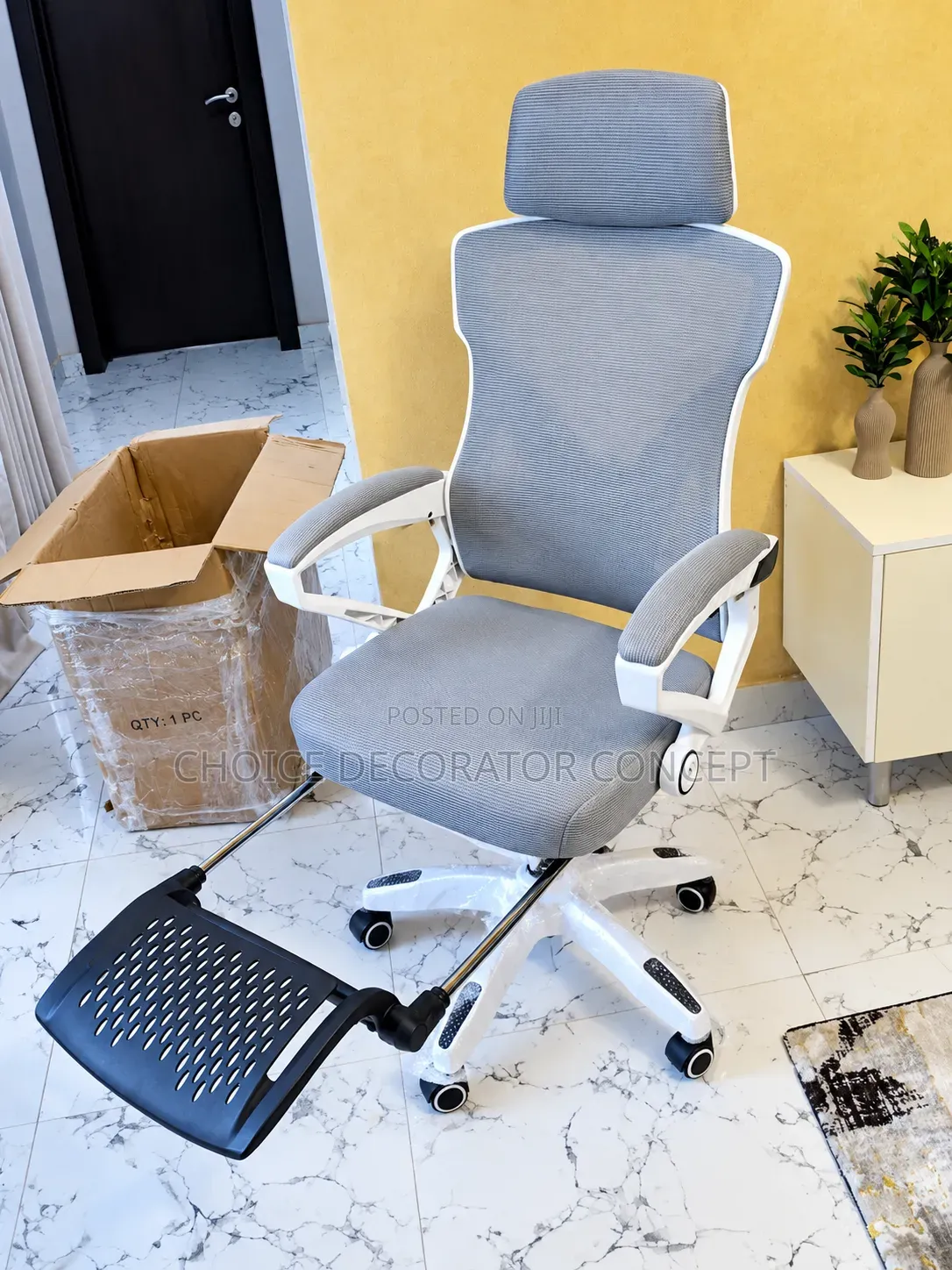 Premium Ergonomic Office Chair – Grey & White