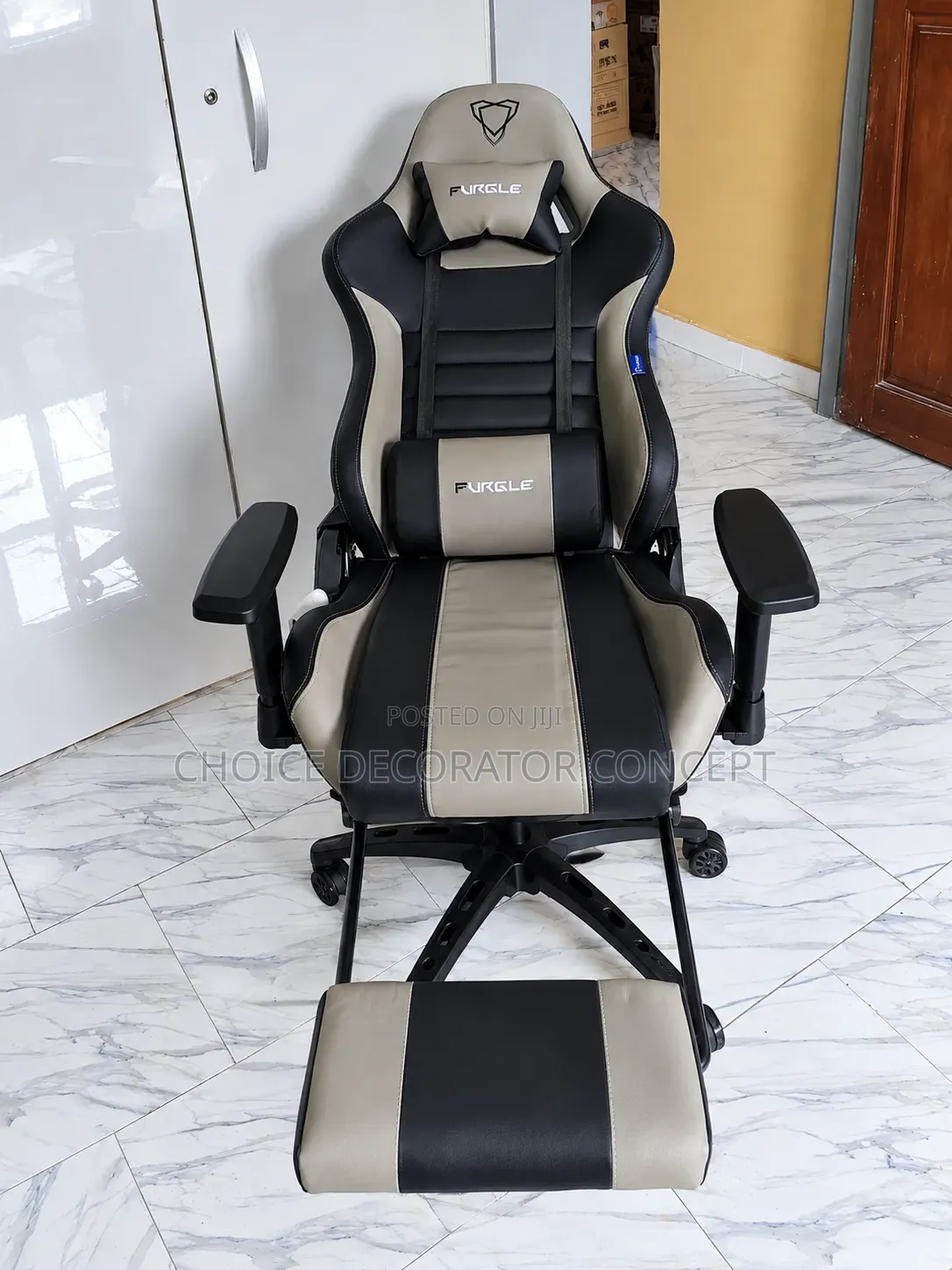 FURGLE Gaming Chair – Premium Black & Beige
