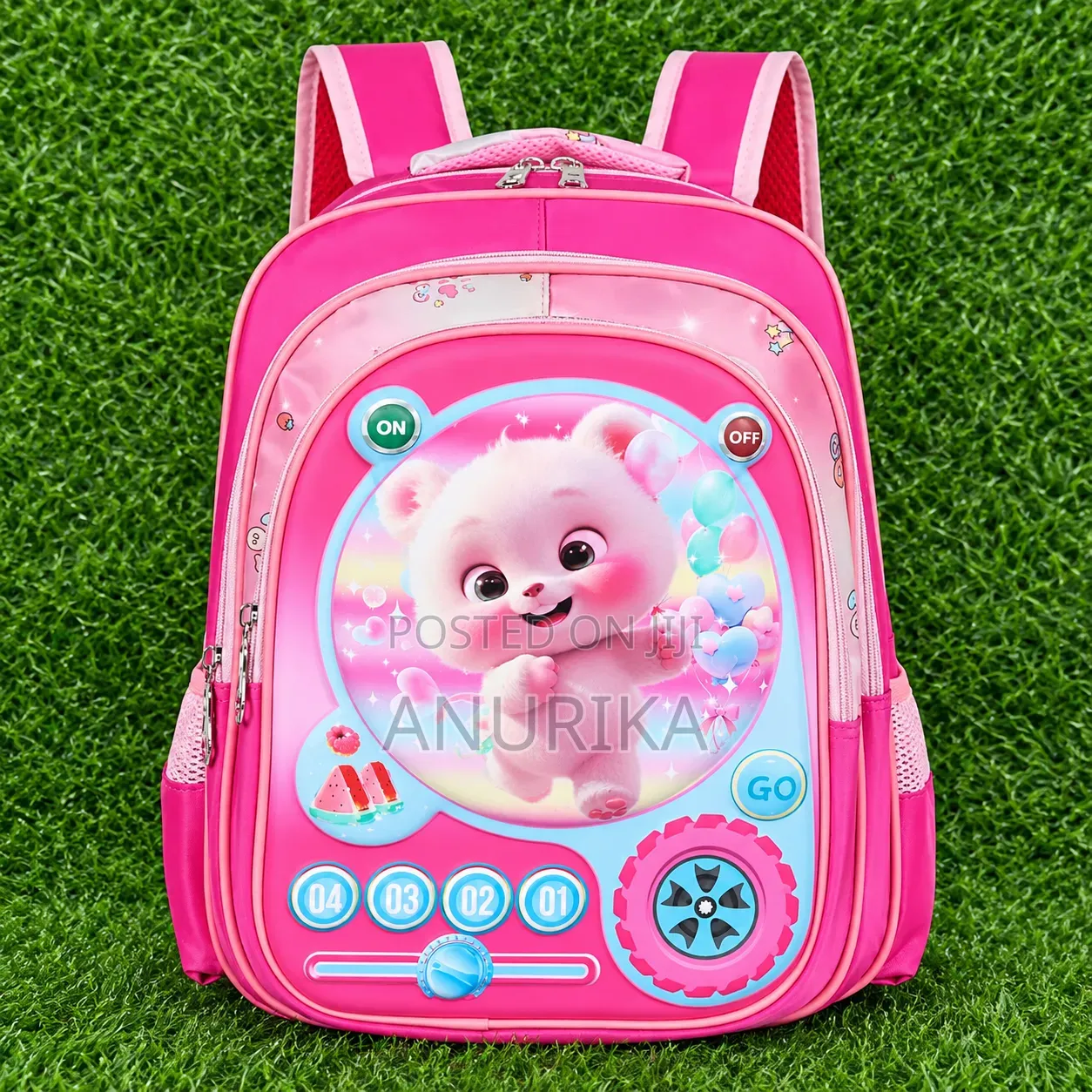 Cute Girls' Pink and Purple Cartoon School Backpack