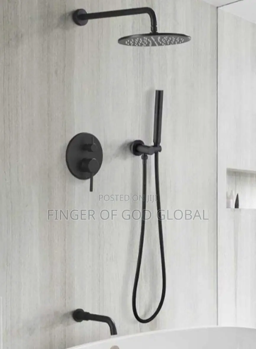 Matte Black Concealed Shower Set With Rainfall Shower Head