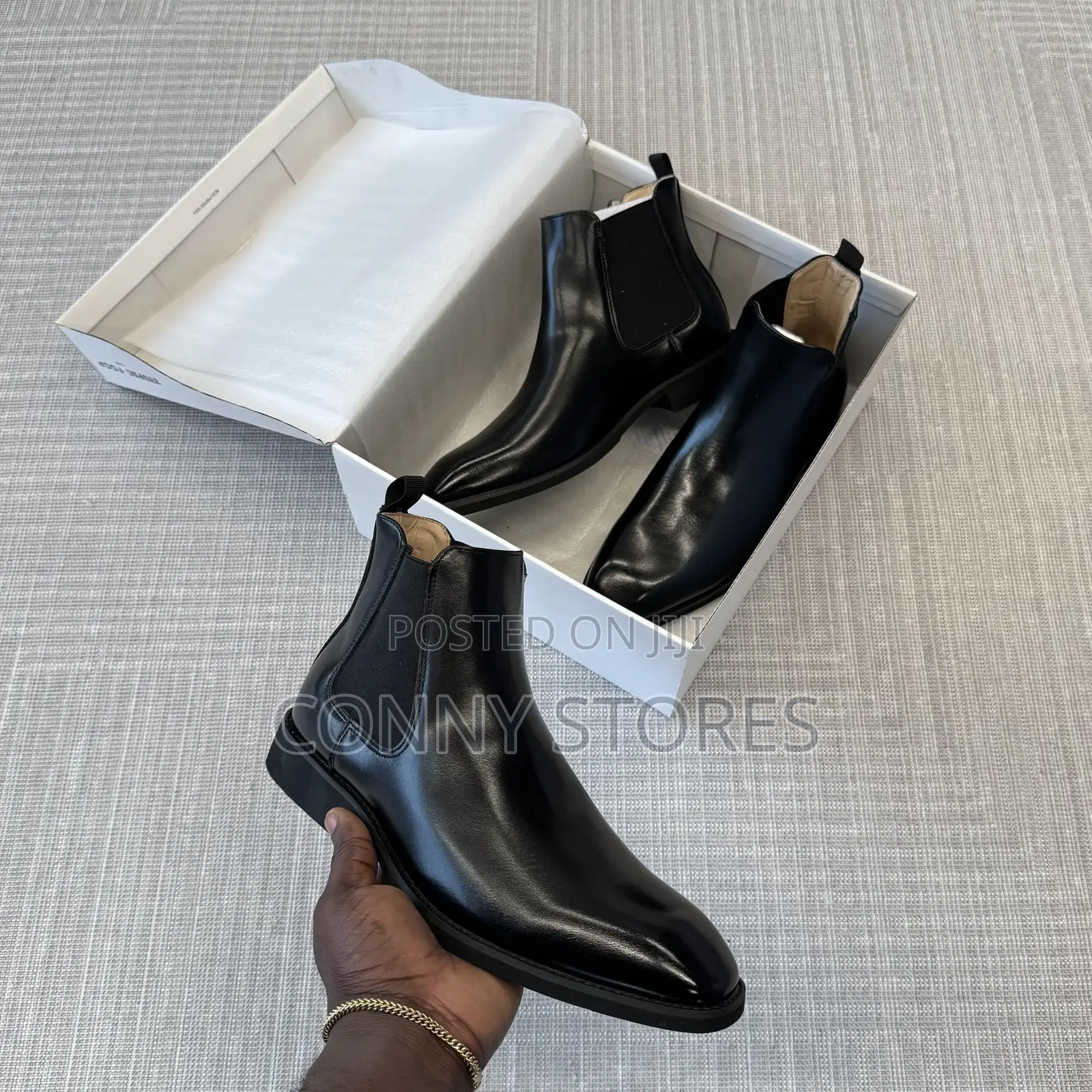 Tapered Leather Chelsea Boot “Onyx”
