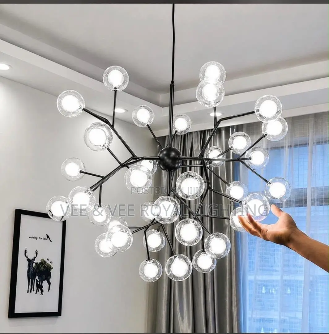 Luxury Gold Bubble Glass Chandelier - For Living Room, Grand Parlor