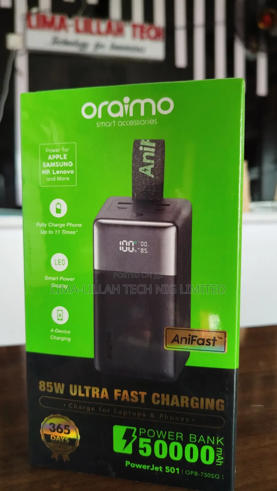Oraimo 85w Ultra Fast Charging Laptop Power Bank 50,000mah