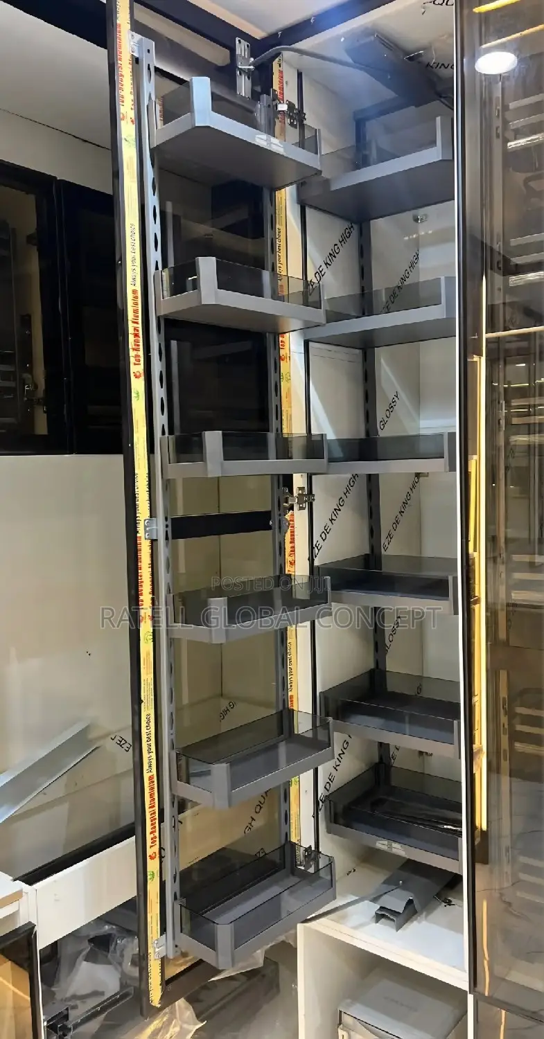 Glass Kitchen Pantry Storage Unit