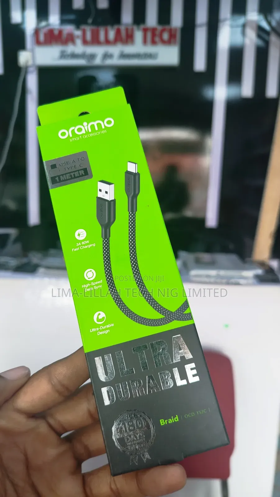 Oraimo USB-a to Type-C 60w Ultra Durable Power Cable
