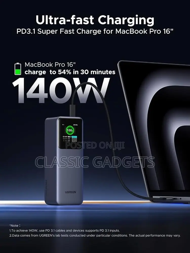 UGREEN Nexode 25000mAh 200W PD 3.1 TFT 3-Port Power Bank