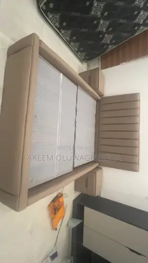 Brand New 4.5by6 Leather Bed Frame With Two Bedside Drawers