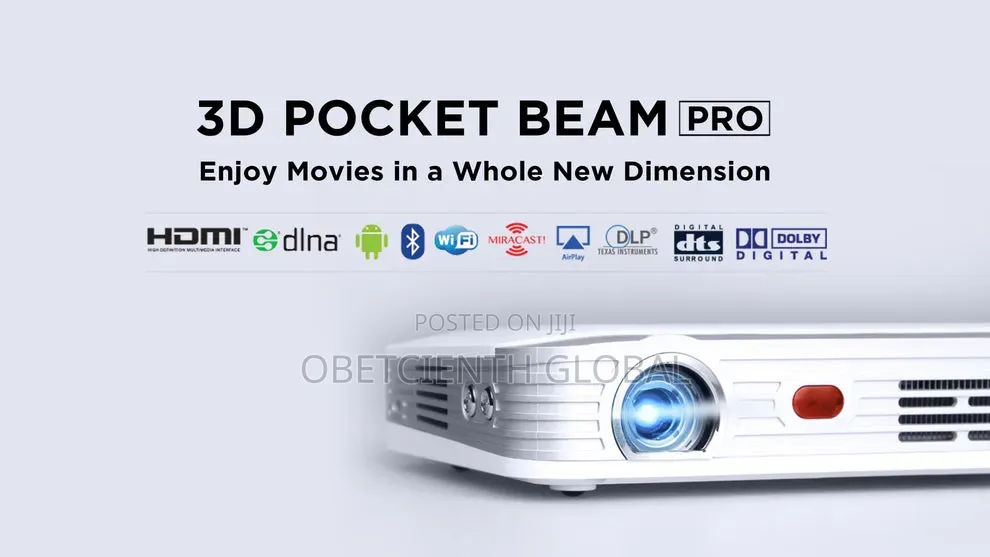 Merlin 3D PocketBeam Pro 2500lumens Projector 7800mah Built-in Battery
