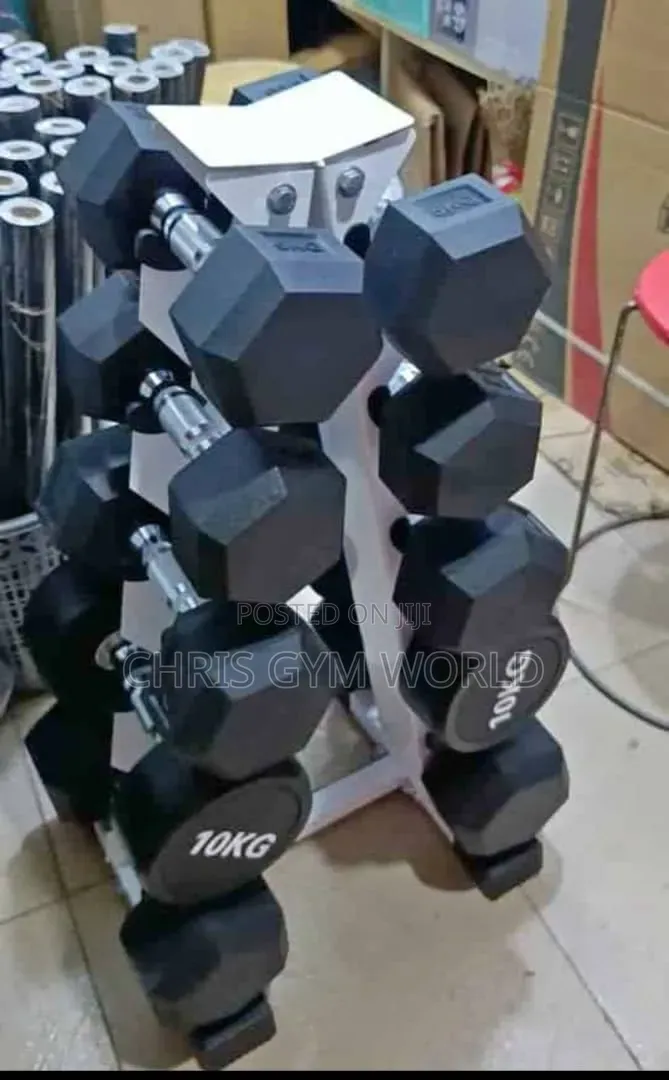 Rubber-Coated Hexagonal (Hex) Dumbbells