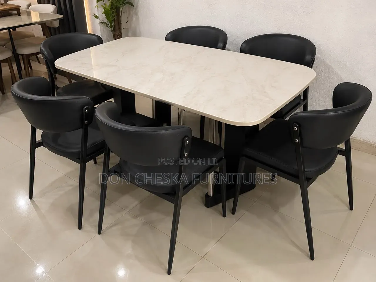 White Top Dinning Table With 6 Chairs
