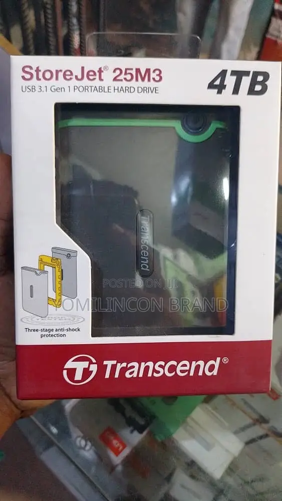 Transcend 4TB StoreJet 25M3 Rugged Portable HDD, One Touch Backup