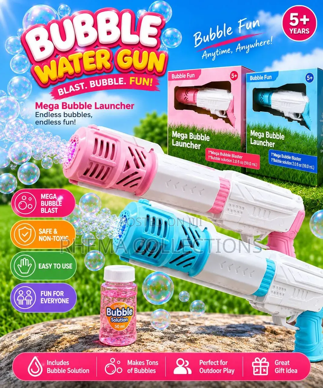 Mega Size Bubble Water Gun With Bubble Solution
