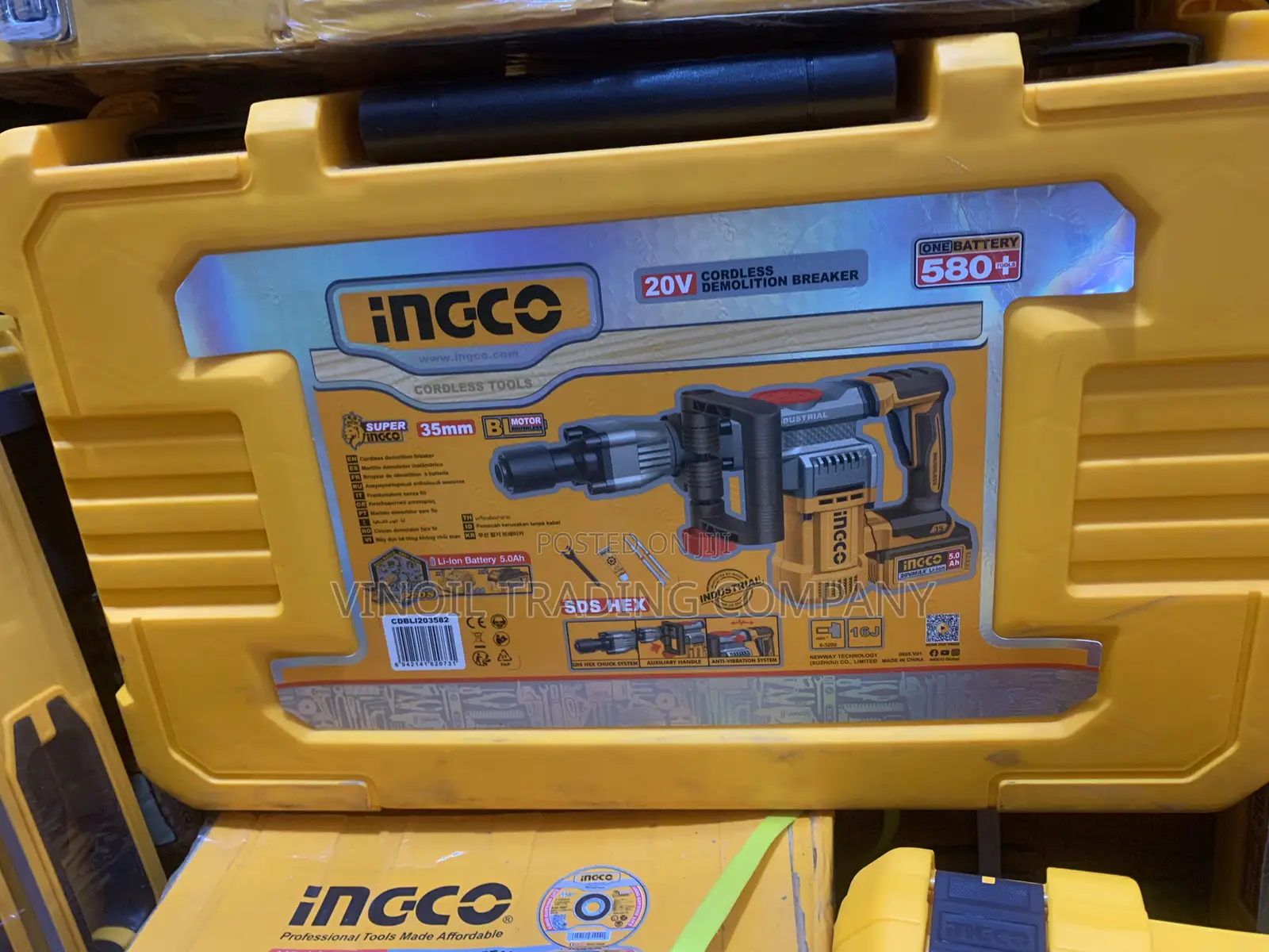 INGCO 20V Cordless Demolition Breaker / Demolition Hammer - 35mm