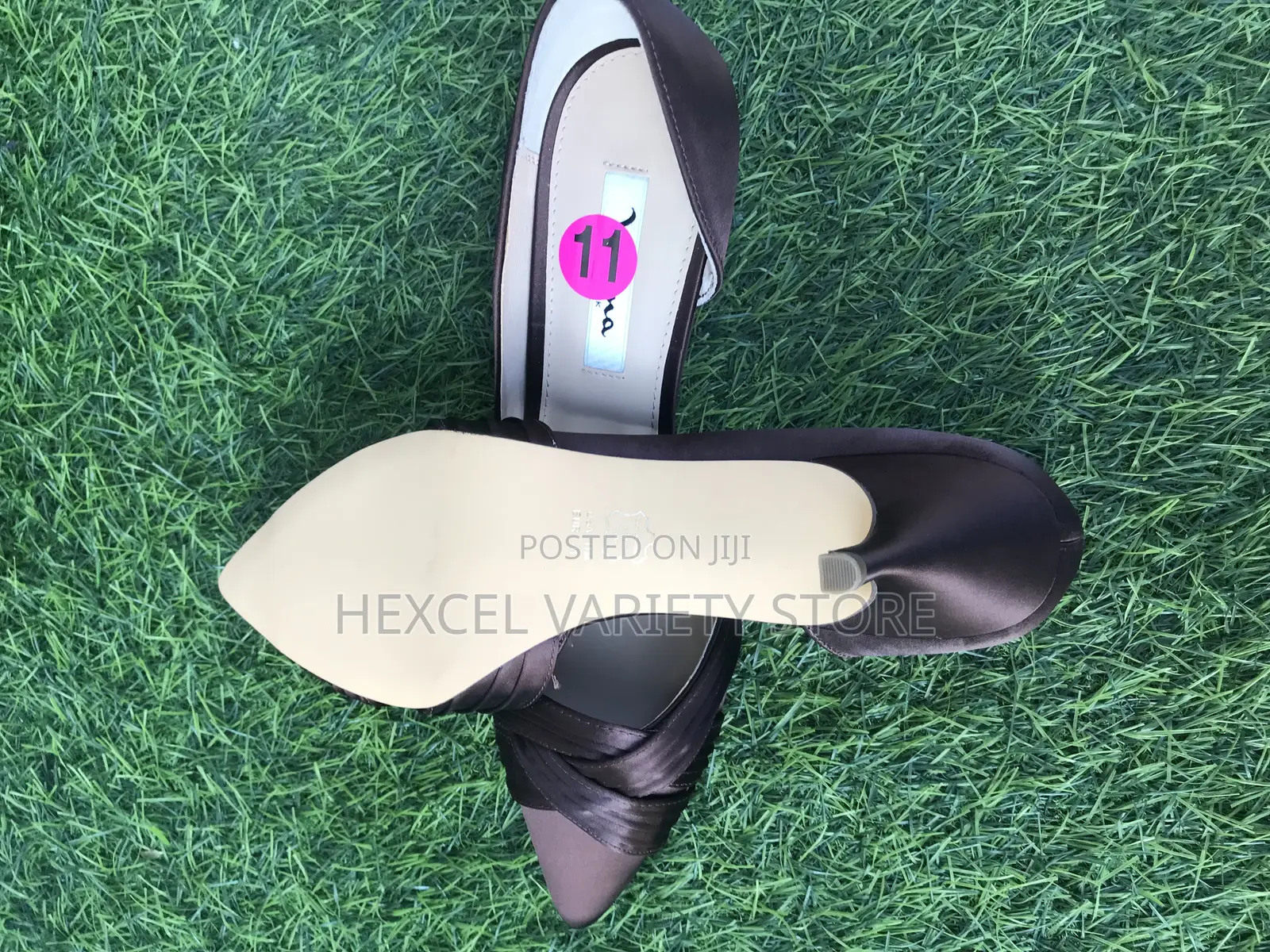 Luxury Brown Satin Pointed-Toe Heels for Ladies