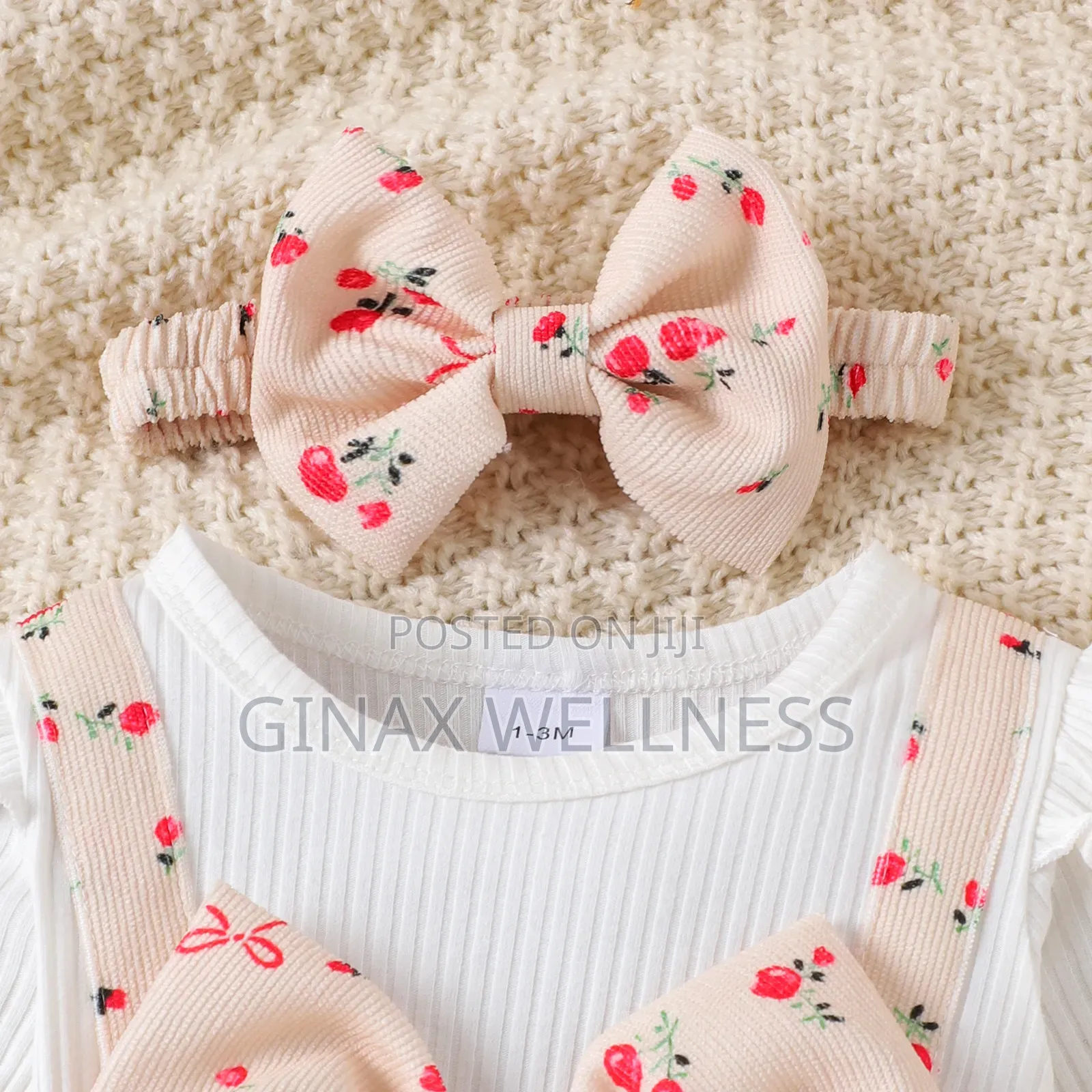 Baby Girls Romper Jumpsuit With Long Sleeves and Headband (1-9 Months)