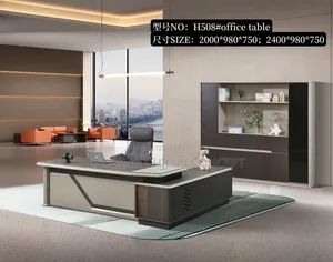 2.4m Modern Executive Office Desk With Bookshelf