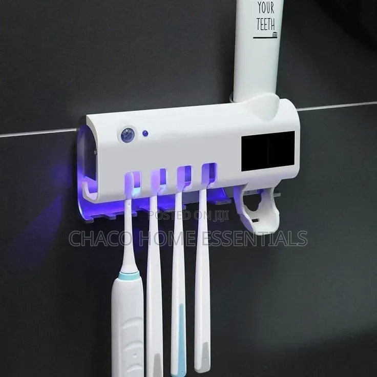 Solar-Powered UV Toothbrush Sterilizer & Auto-Paste Dispenser