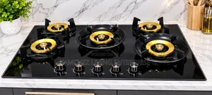 Luxury Gold Top 5 Burner Flip Up Built-in Gas Cooker