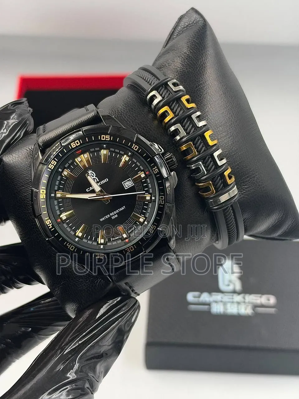 Carekiso Leather Watch and Bracelet Set