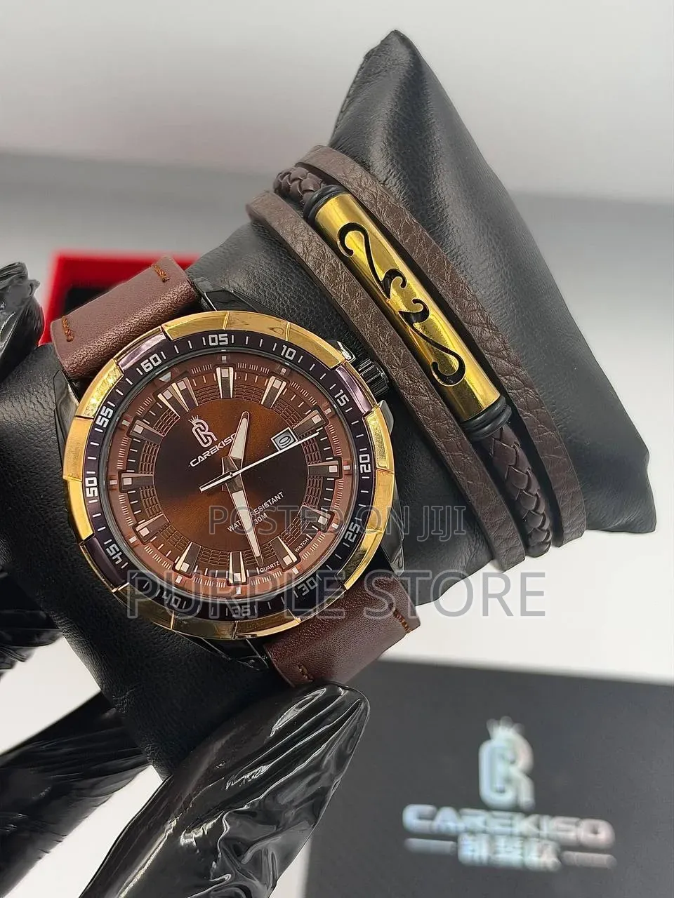 Carekiso Leather Watch and Bracelet Set