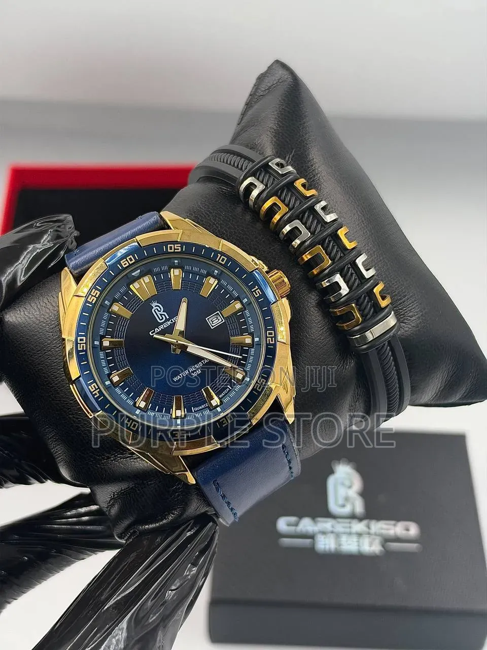 Carekiso Leather Watch and Bracelet Set