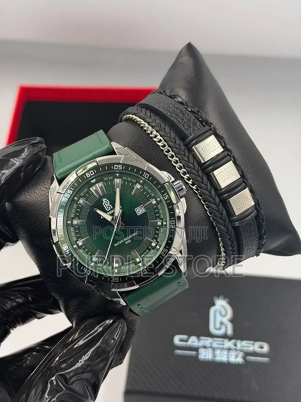 Carekiso Leather Watch and Bracelet Set