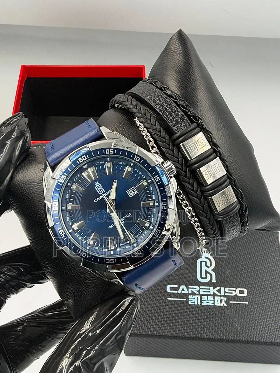 Carekiso Leather Watch and Bracelet Set