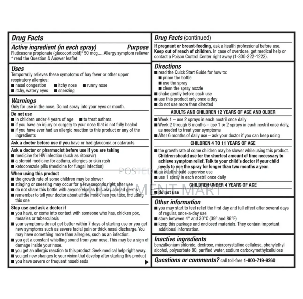 Fluticasone Propionate Nasal Allergy Relief Spray, 50 McG, 72 Sprays