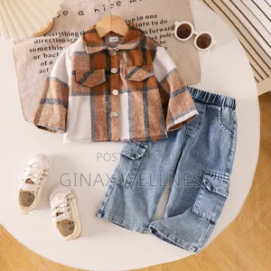 Baby Boys 2-Piece Plaid Shirt and Cargo Jeans Outfit (6–12 Months)