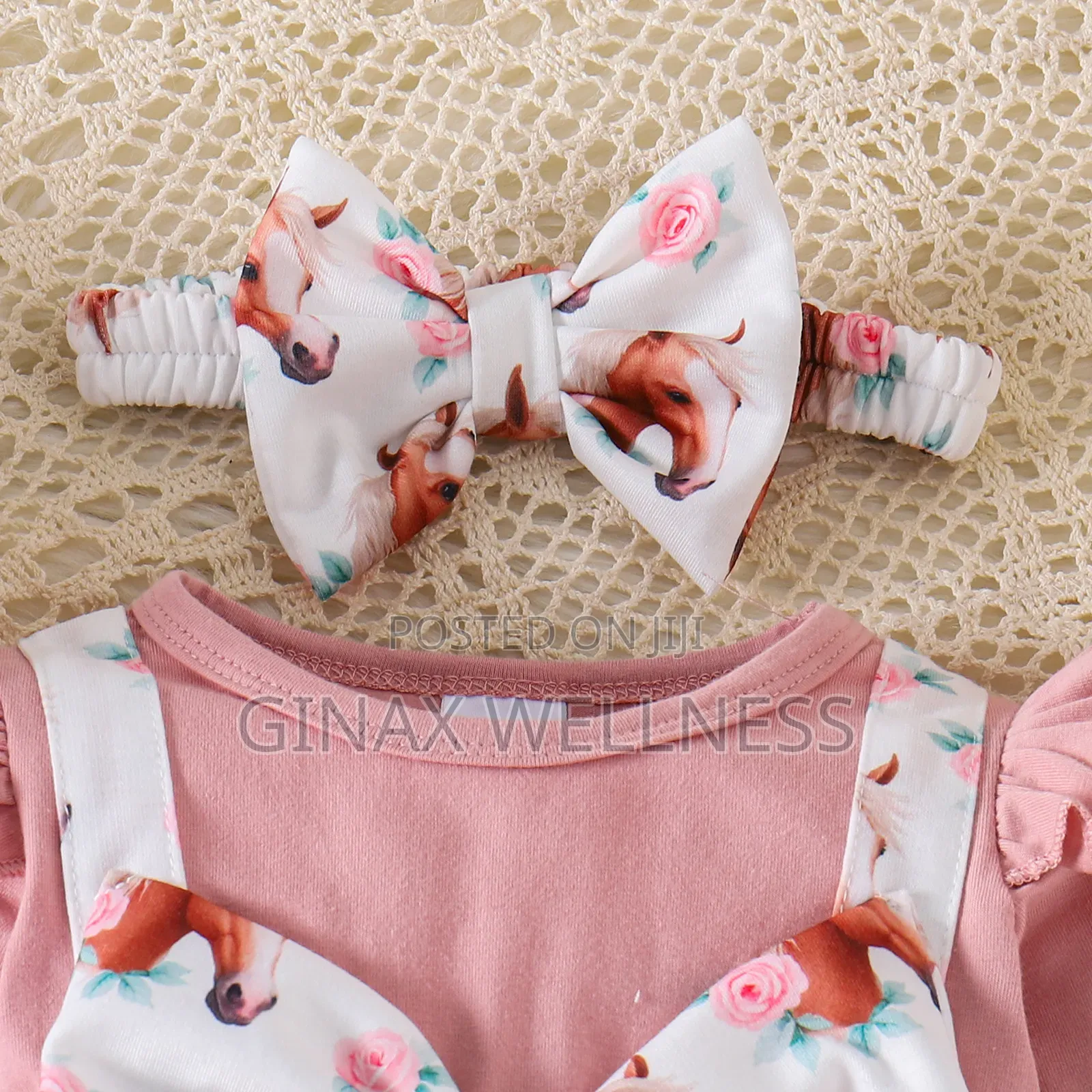Baby Girls' 2-Piece Pink Jumpsuit With Matching Headband (0-9 Months)