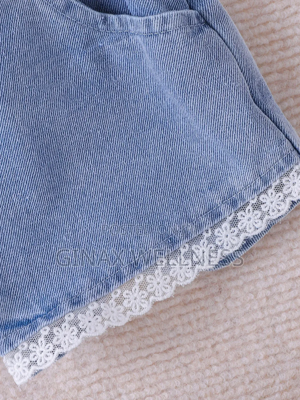 Baby Girls' 2-Piece White Ruffle Top and Blue Denim Shorts Set (6-12m)