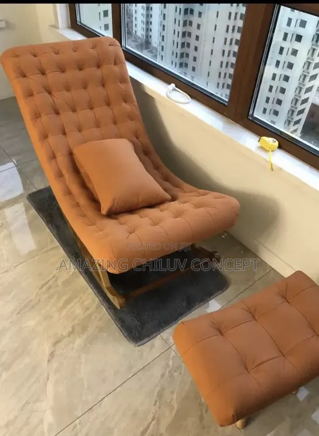 Luxury Blue Upholstered Rocking Accent Chair