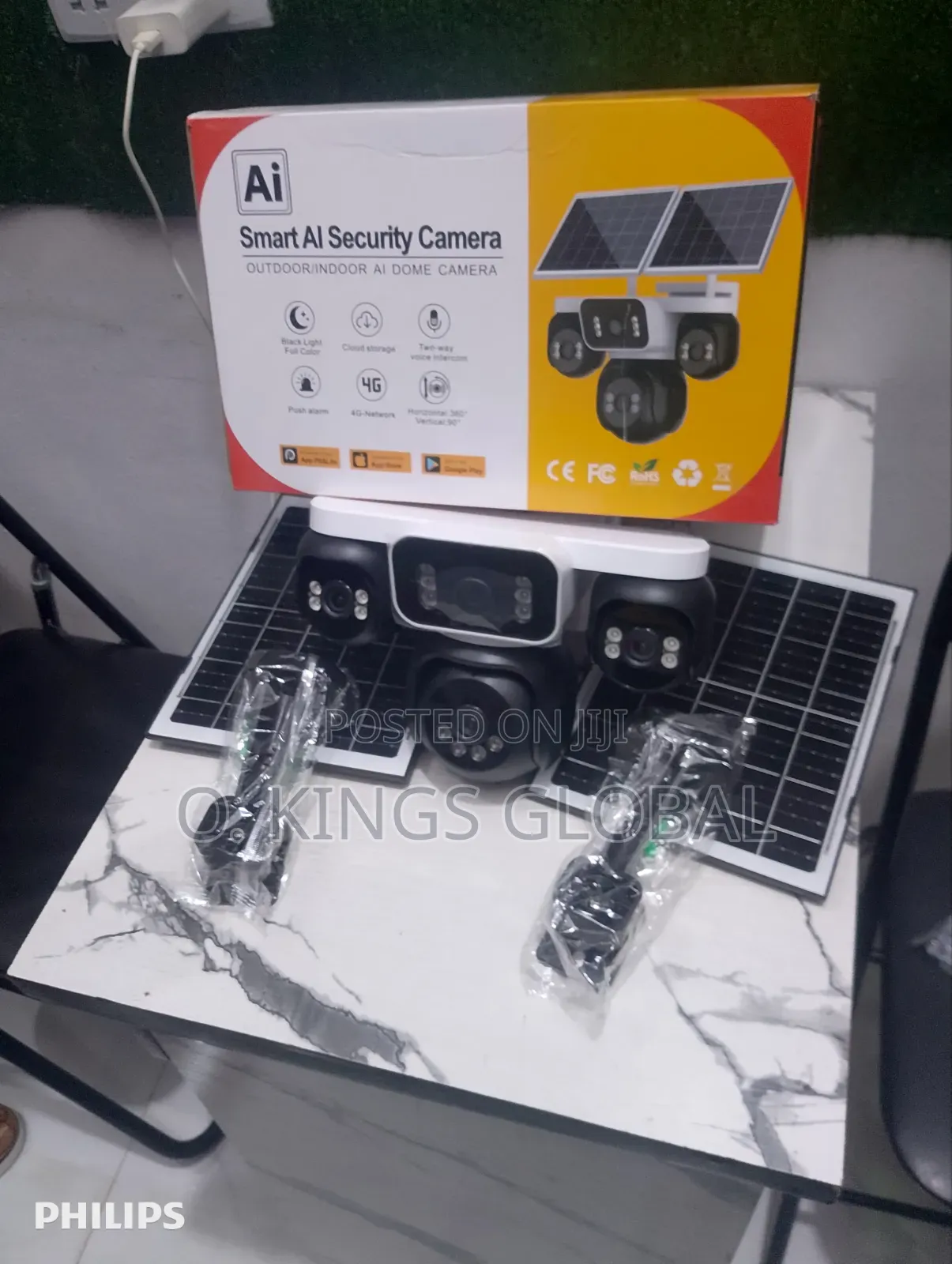 AI 4 Lens, 4views, Double Panel AOV Hi-Easy CCTV Solar Camera