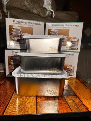 3 PCS Stainless Steel Food Crisper Containers Set - 1000,1600, 2600ML