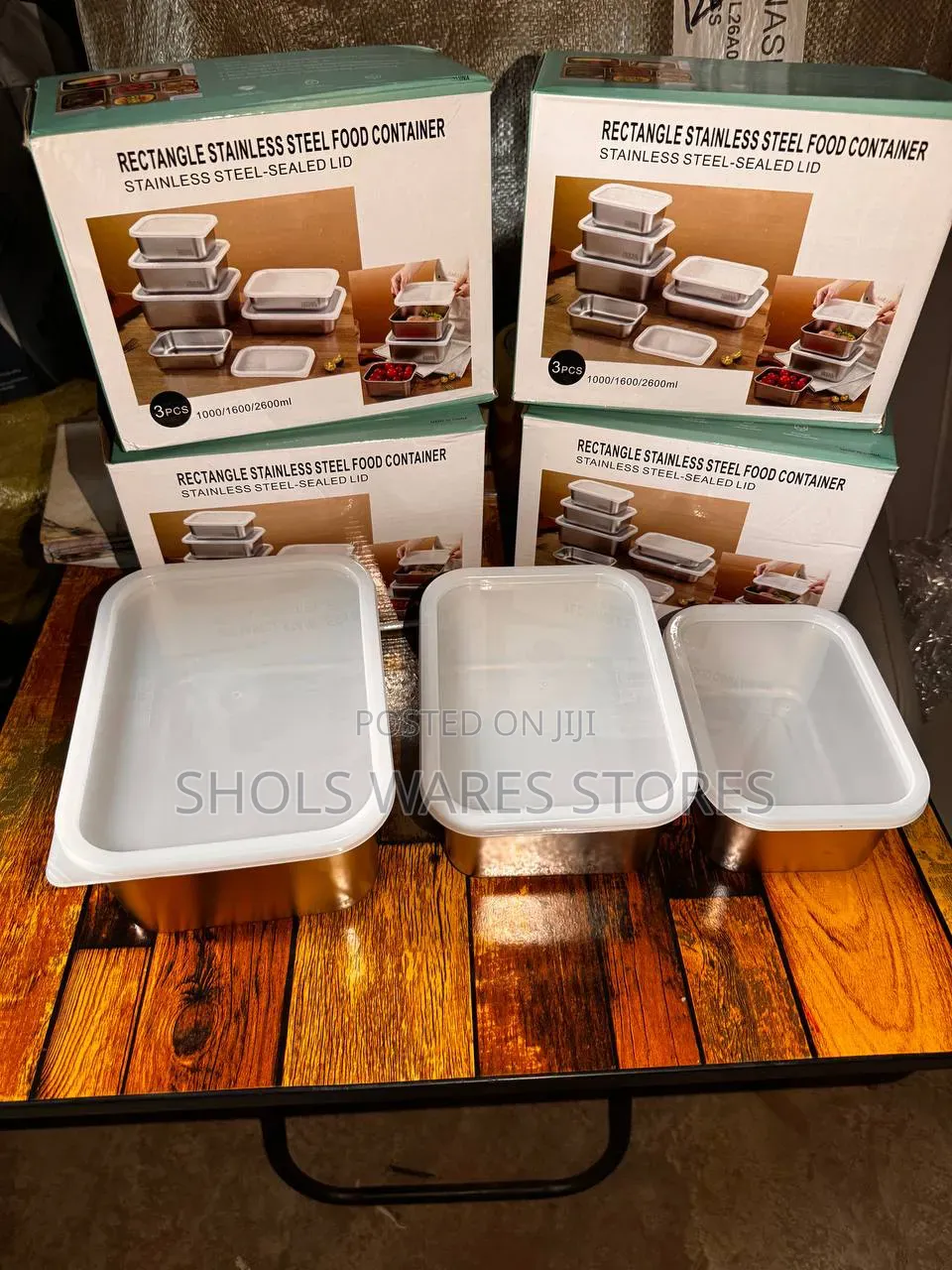 3 PCS Stainless Steel Food Crisper Containers Set - 1000,1600, 2600ML