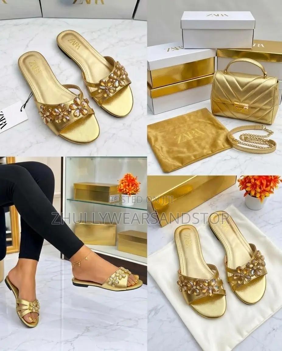 High Quality Luxury Beaded Zara Slippers