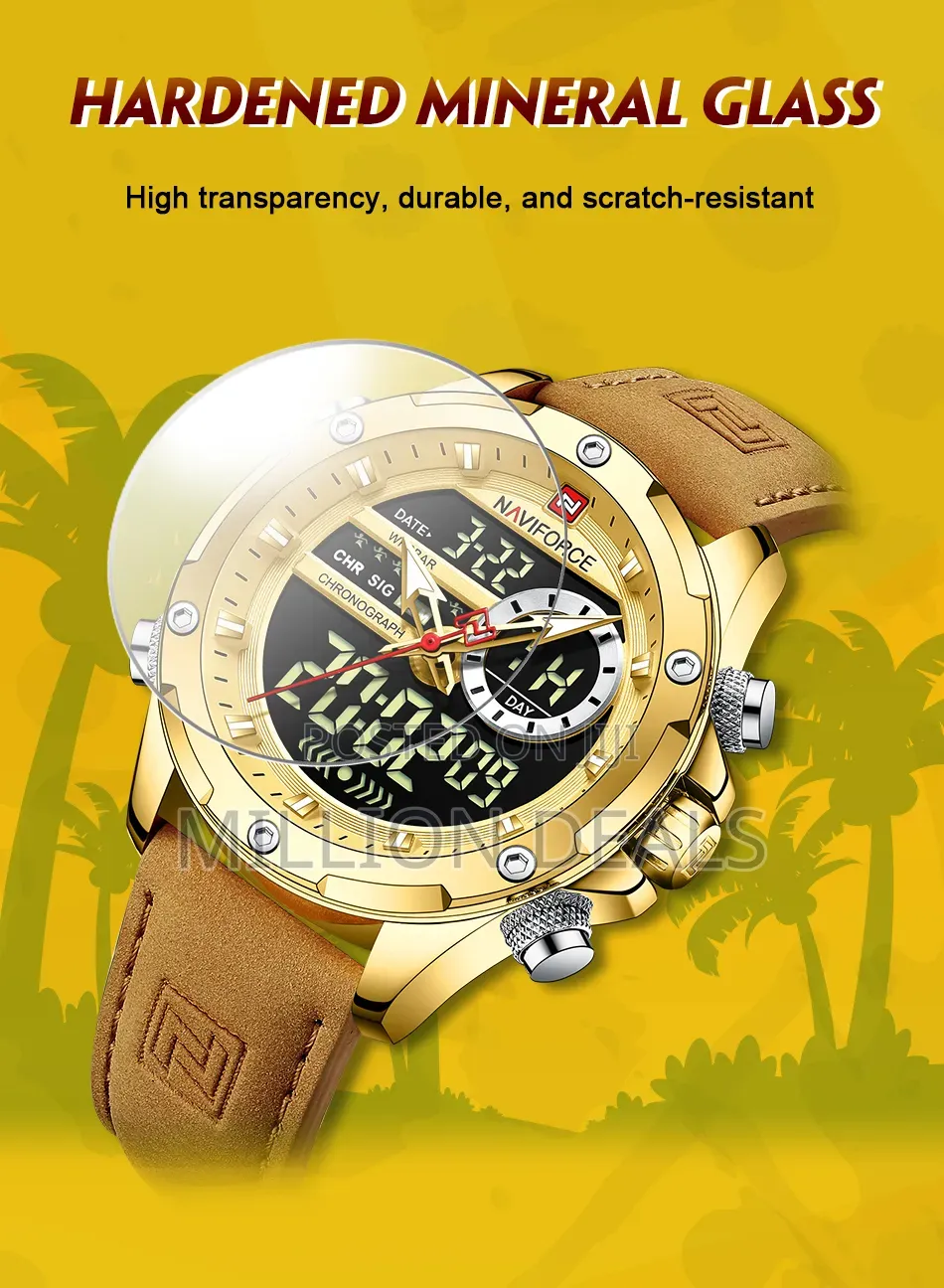 Beige Classic Leather Strap Men's Dual Timer Wrist Watch