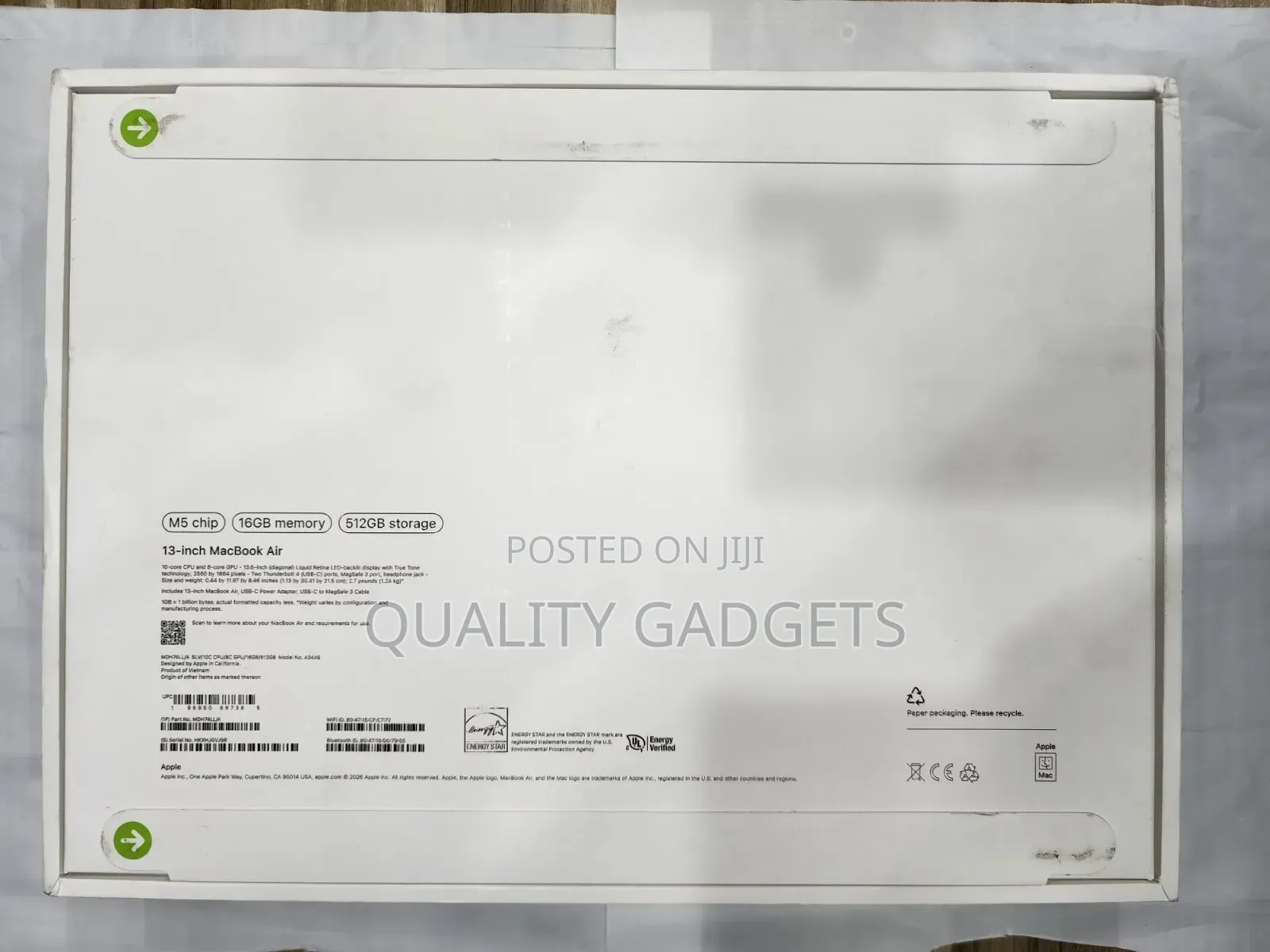 New Laptop Apple MacBook Air 2026 M5 16GB Apple M5 SSD 512GB