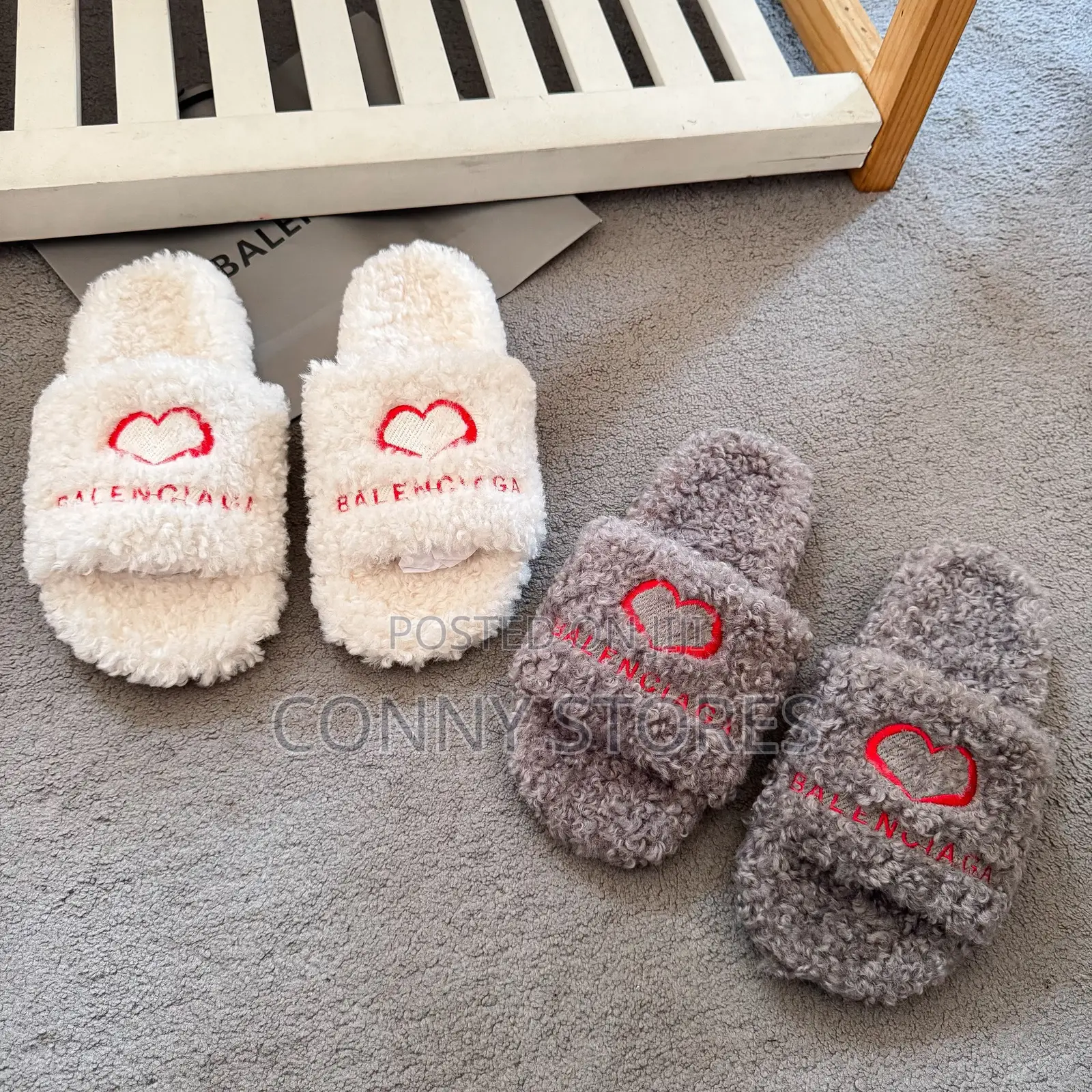Balenciaga Fur Slides in Store