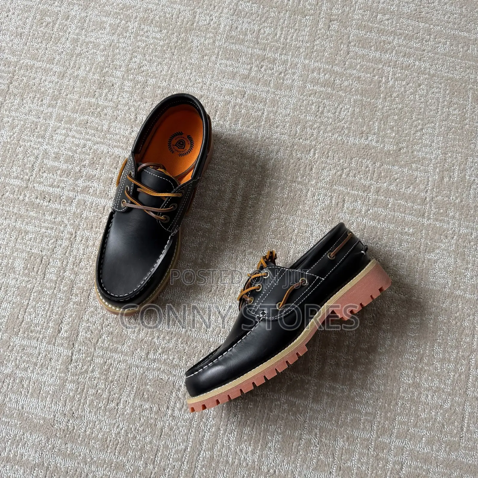 The Authentic 3-Eye Lug Boat Shoes in Black Aged Leather