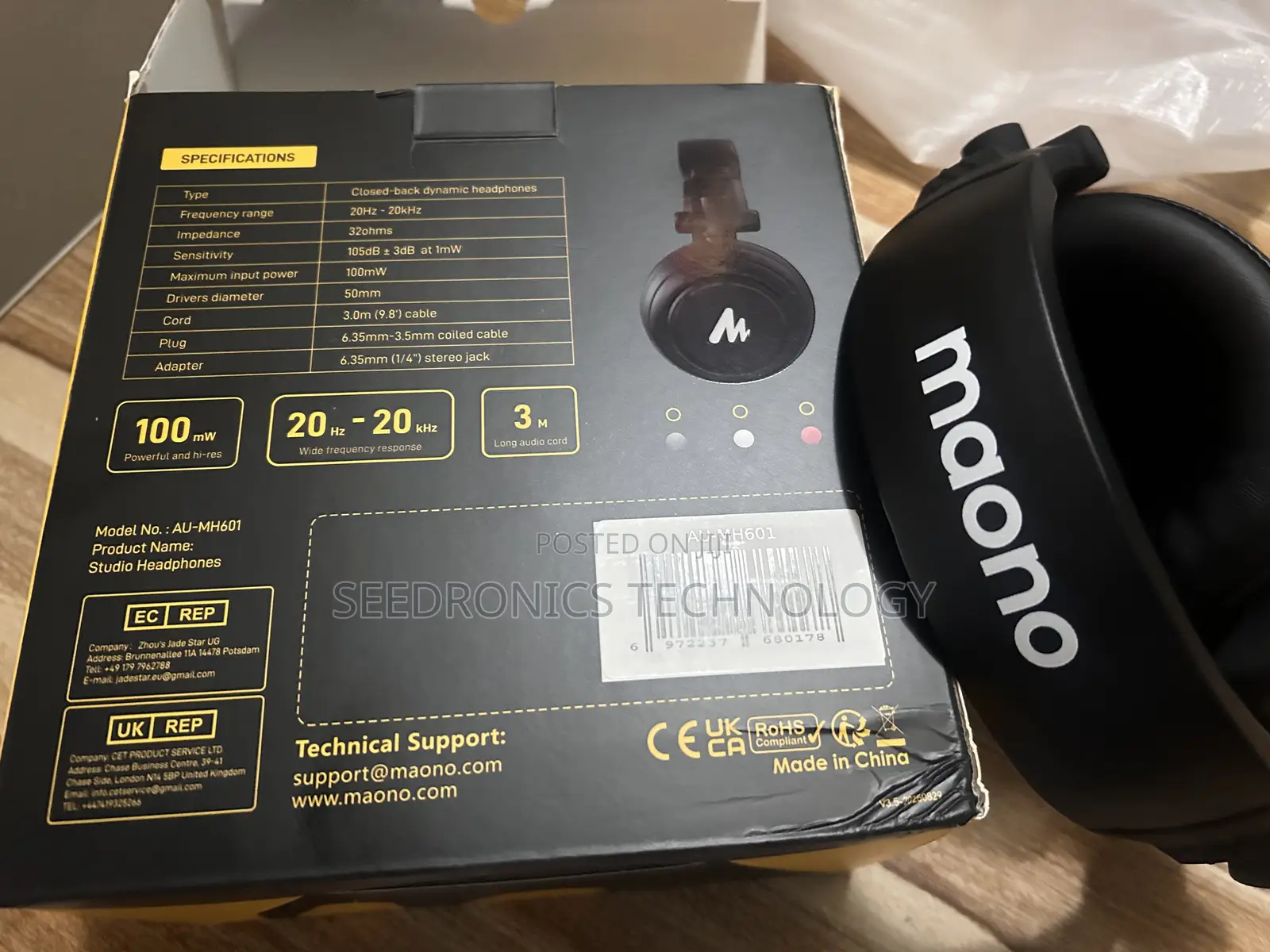 Maono AU-MH601 Studio Headphones – 50mm Drivers | Brand New in Box