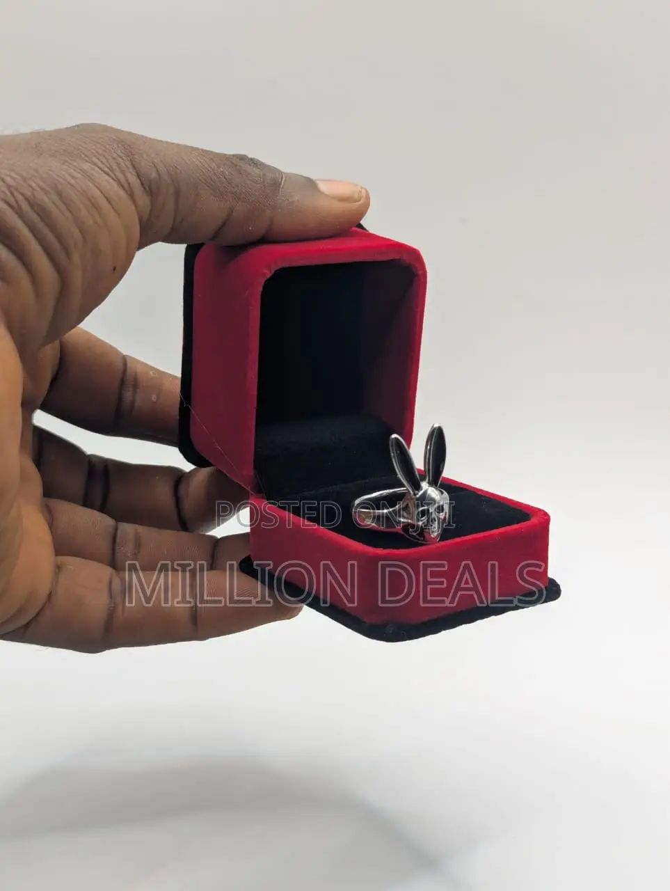 Big Bunny Inspires Silver Pinky Finger Men's Ring 8