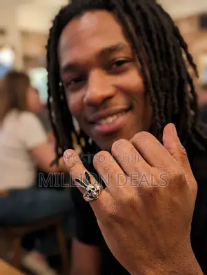 Big Bunny Inspires Silver Pinky Finger Men's Ring 8