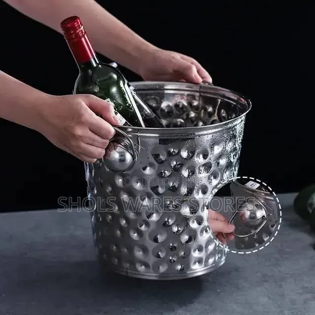 Luxury Silver Hammered Stainless Steel Champagne Ice Bucket .5L