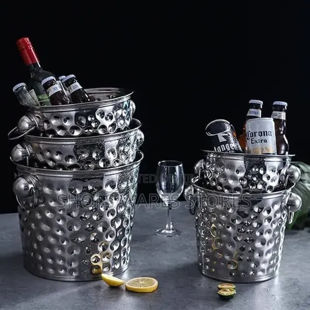 Luxury Silver Hammered Stainless Steel Champagne Ice Bucket .5L