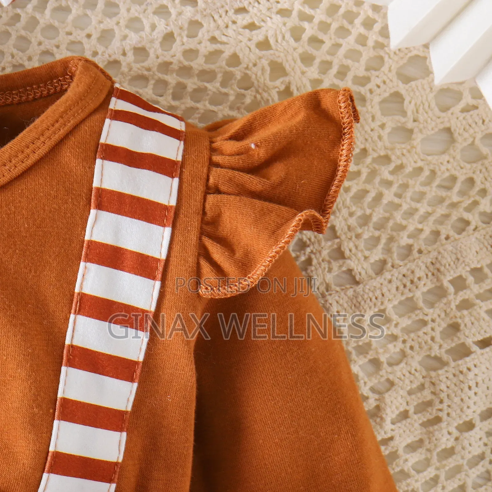 Baby Girl Brown Striped Long Sleeve Jumpsuit With Headband (0–9Months)