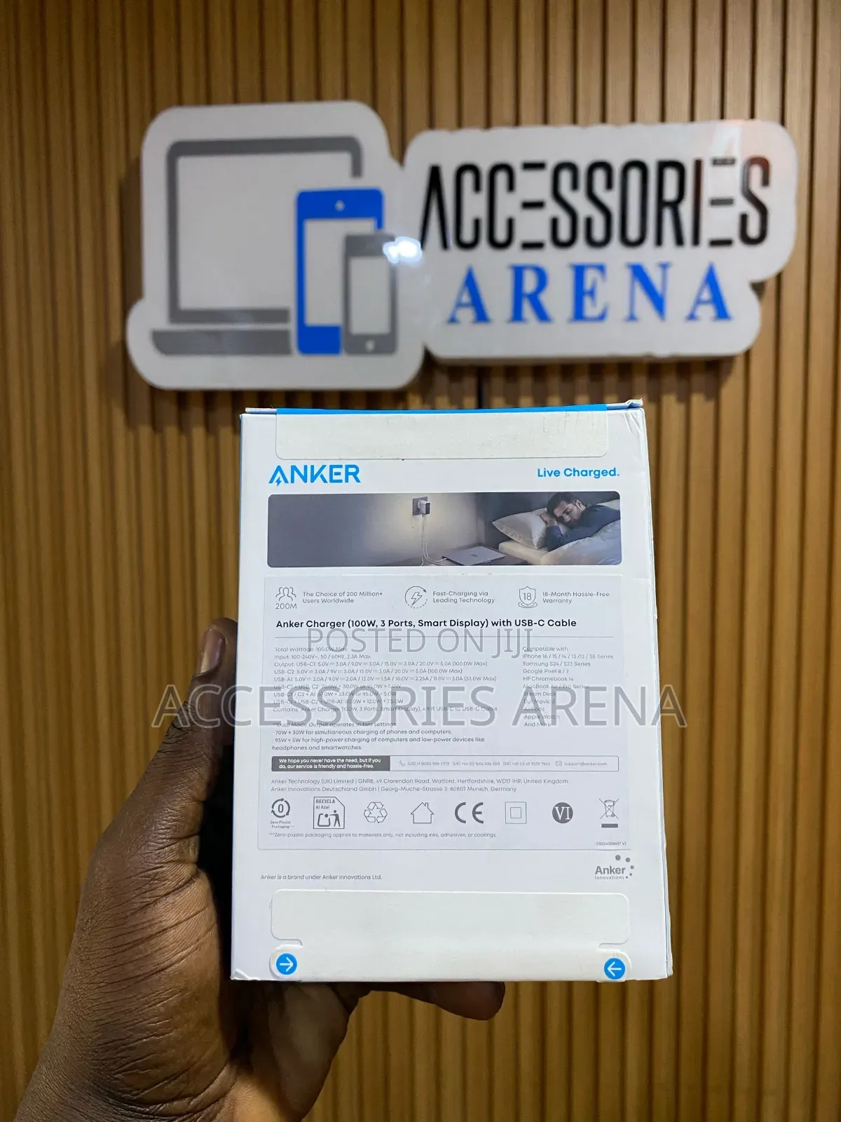Anker 100W 3-Port GaN Fast Charger With Smart Display + Type-C Cable